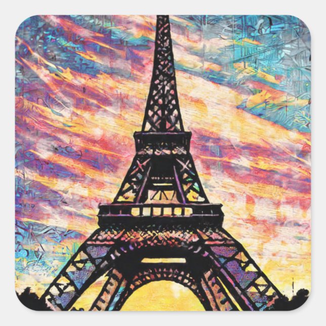 Eiffel tower square sticker (Front)