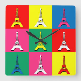Eiffel Tower Square Wall Clock