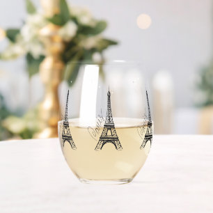 Eiffel Tower Stemless Wine Glass