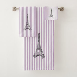Eiffel Tower Stripe Bath Towel Set
