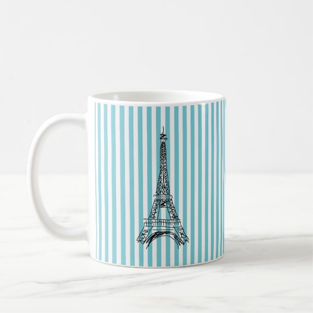 Eiffel Tower Stripe Coffee Mug (Left)