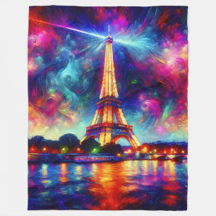 “Eiffel Tower: Sunset on The Seine” Fleece Blanket