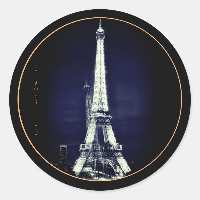 Eiffel Tower & Surreal Paris Art /love France BLU Classic Round Sticker (Front)