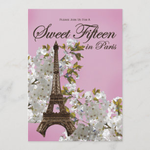 Eiffel Tower Sweet 15 Fifteen Invitations Lilac