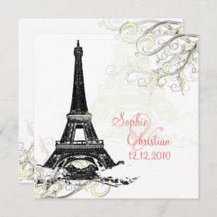 EIFFEL TOWER+SWIRLS/DIY BACKGROUND COLOR INVITATION