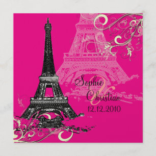 Eiffel Tower + swirls  Wedding Invitations