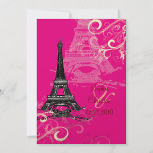 Eiffel Tower + swirls  Wedding Invitations