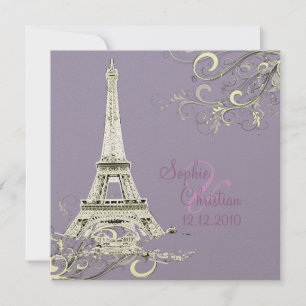 Eiffel Tower + swirls Wedding Invitations