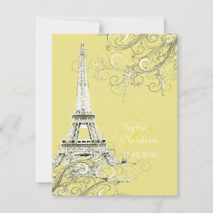 Eiffel Tower + swirls Wedding Invitations