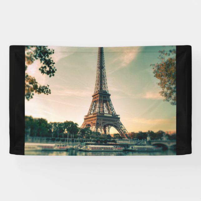 Eiffel tower throw pillow banner (Horizontal)