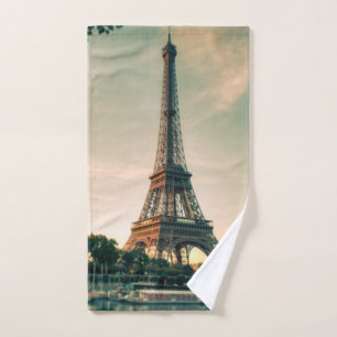 Eiffel tower throw pillow bath towel set