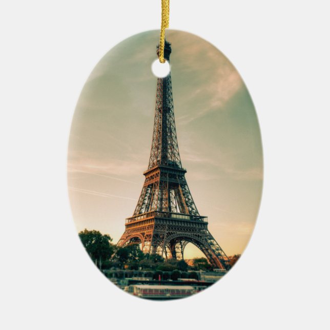 Eiffel tower throw pillow ceramic tree decoration (Front)