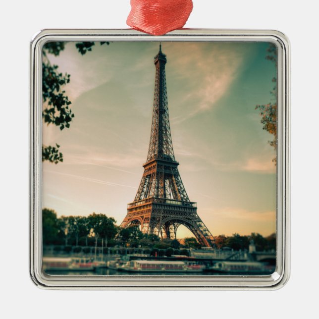 Eiffel tower throw pillow metal tree decoration (Front)