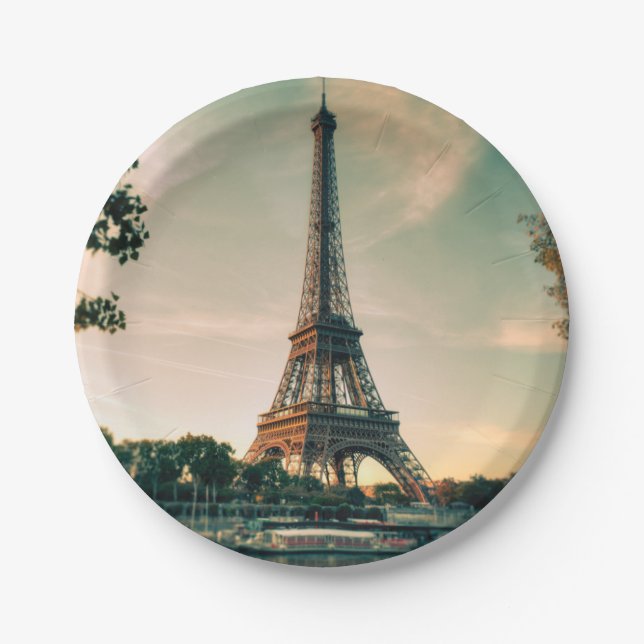 Eiffel tower throw pillow paper plate (Front)