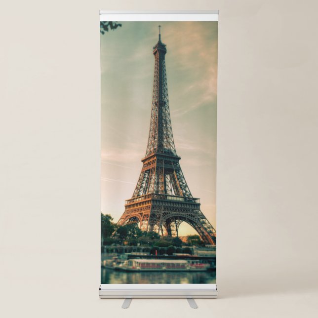 Eiffel tower throw pillow retractable banner (Front)