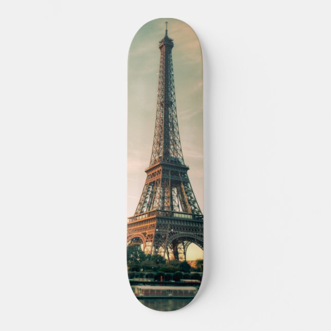 Eiffel tower throw pillow skateboard (Front)