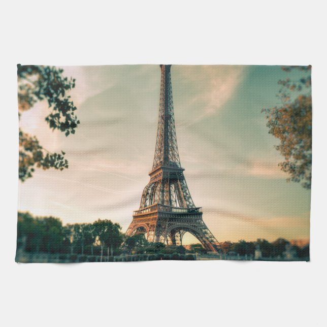 Eiffel tower throw pillow tea towel (Horizontal)