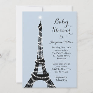 Eiffel Tower Twinkles Baby Shower Invitation