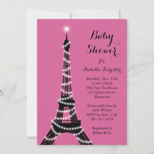 Eiffel Tower Twinkles Baby Shower Invitation