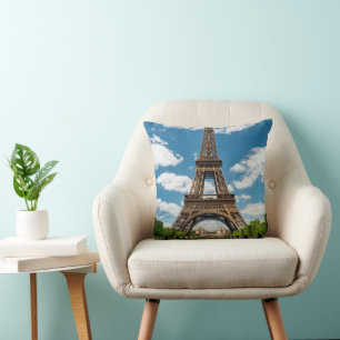 Eiffel Tower View from Champ de Mars Public Park Cushion