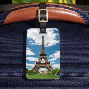Eiffel Tower View from Champ de Mars Public Park Luggage Tag