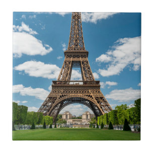 Eiffel Tower View from Champ de Mars Public Park Tile