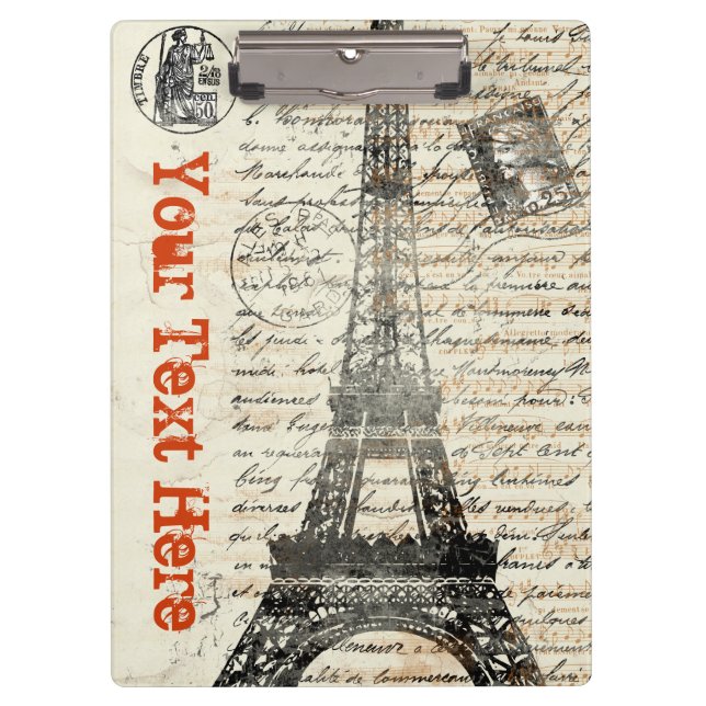 Eiffel Tower Vintage French Clipboard (Front)