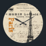 Eiffel Tower Vintage French Clock<br><div class="desc">A distressed collage design featuring vintage French images and a vintage French document. Leave as is,  or customise with the text of your choice.</div>