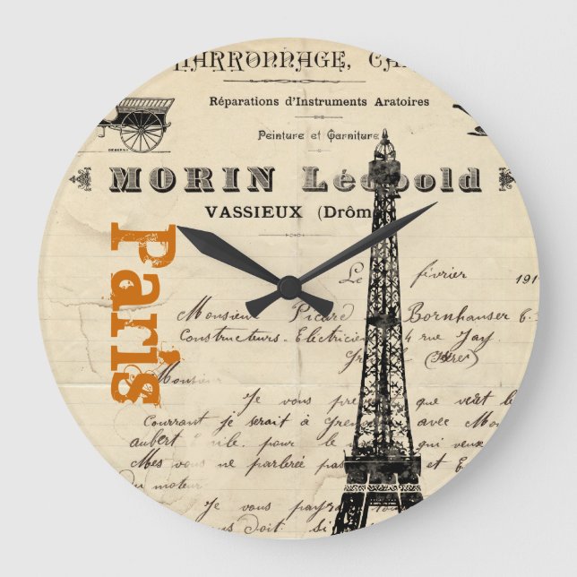 Eiffel Tower Vintage French Clock (Front)