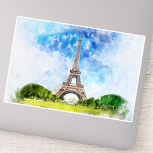 Eiffel Tower Watercolor Paris Skyline Art Print