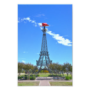 Eiffel Tower Wearing Red Cowboy Hat, Paris, Texas Photo Print