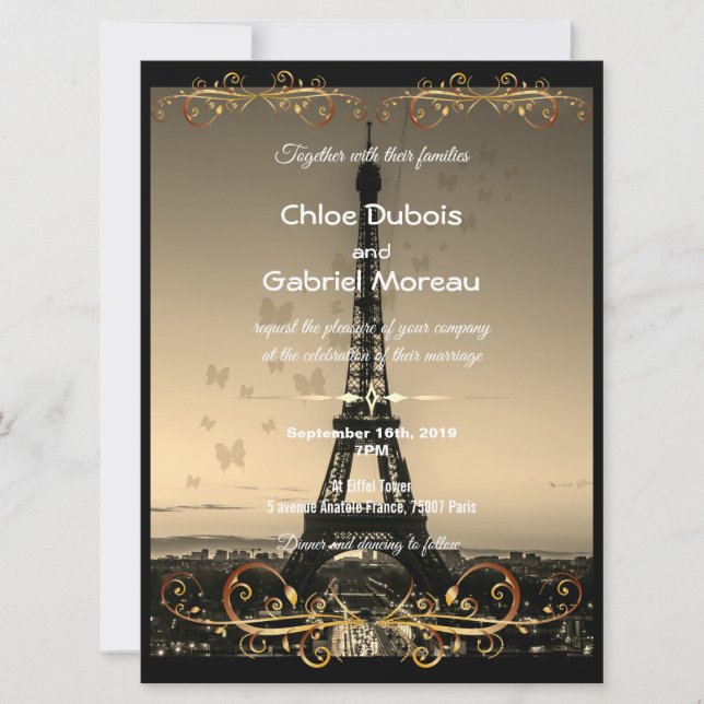 Eiffel Tower wedding Invitation (Front)