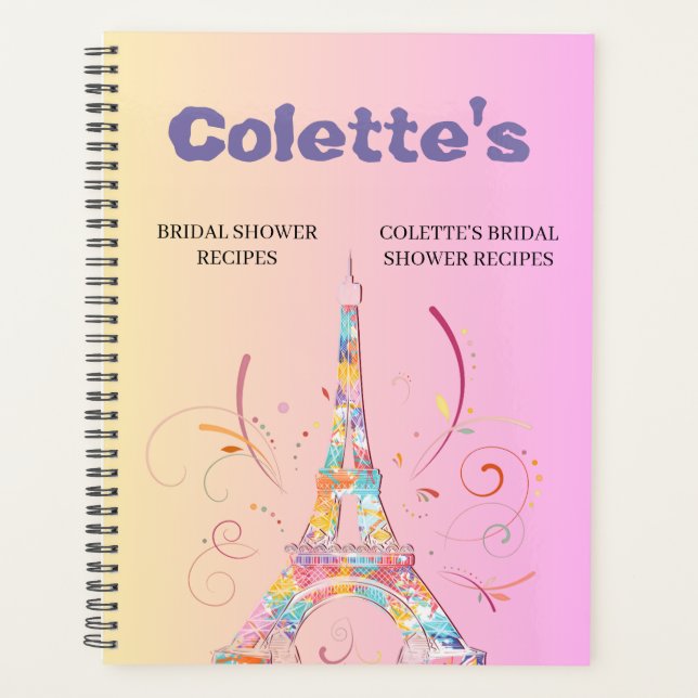 Eiffel Tower Wedding Recipe Planner (Front)