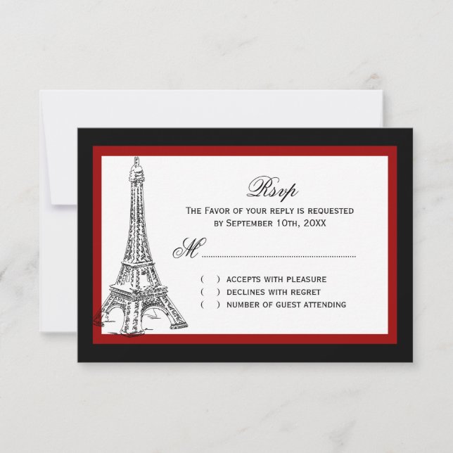 Eiffel Tower Wedding RSVP Cards (Front)