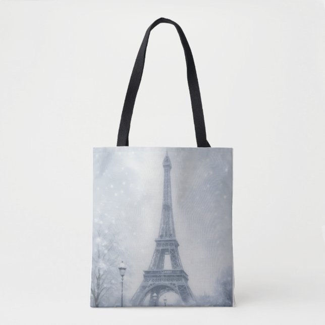 Eiffel Tower Winter Scene Paris Tote Bag (Front)