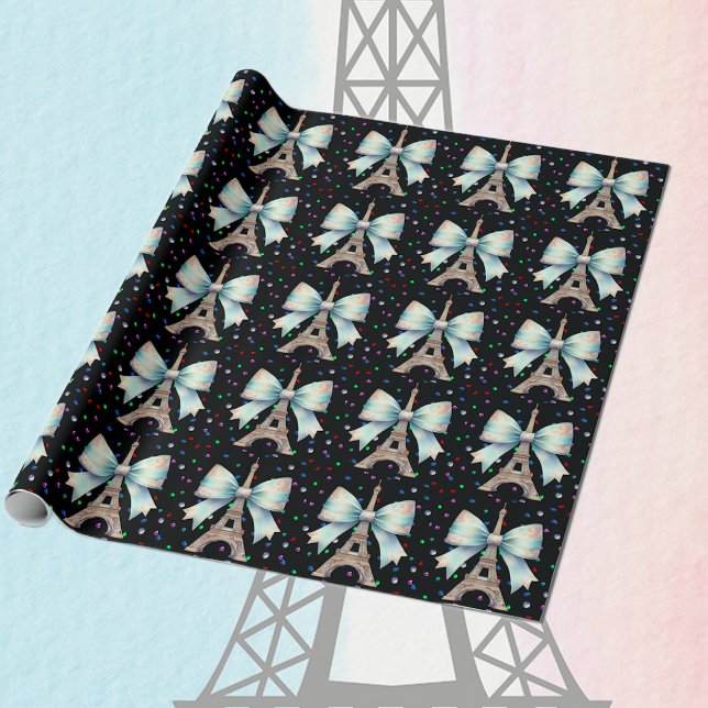Eiffel Tower With Bow 2 Wrapping Paper (Creator Uploaded)