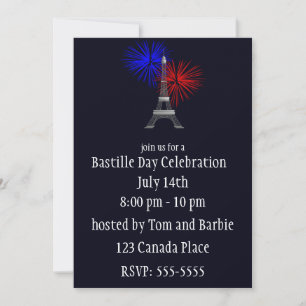 Eiffel Tower with Fireworks Invitation