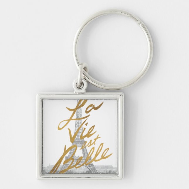 Eiffel Tower with Gold writing Key Ring (Front)