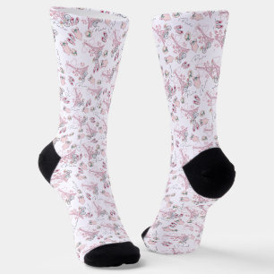 Eiffel Tower with Heart Flowers Socks