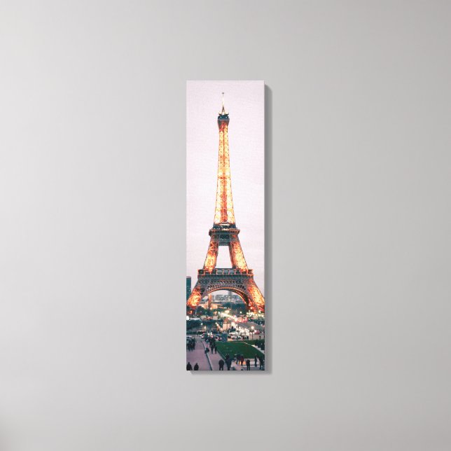Eiffel Tower With Lights Vertical Canvas (Front)