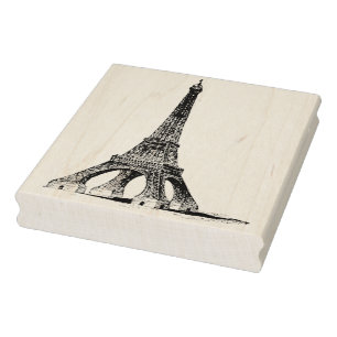 Eiffel Tower with Shadow Vintage Rubber Art Stamp