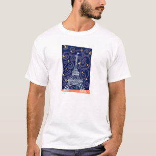 Eiffel Tower with Stars and Swirls T-Shirt