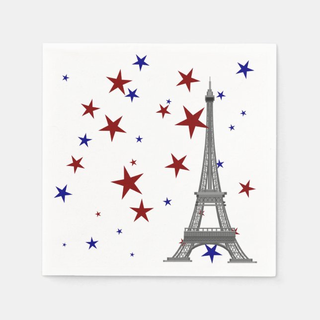 Eiffel Tower with Stars Napkin (Front)