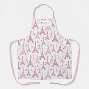 Eiffel Towers and hearts personalised Apron