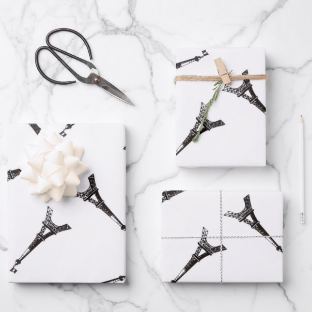 Eiffel Towers Wrapping Paper Sheet (Front)