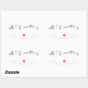 Eiger, Mönch, and Jungfrau Minimalist Illustration Oval Sticker