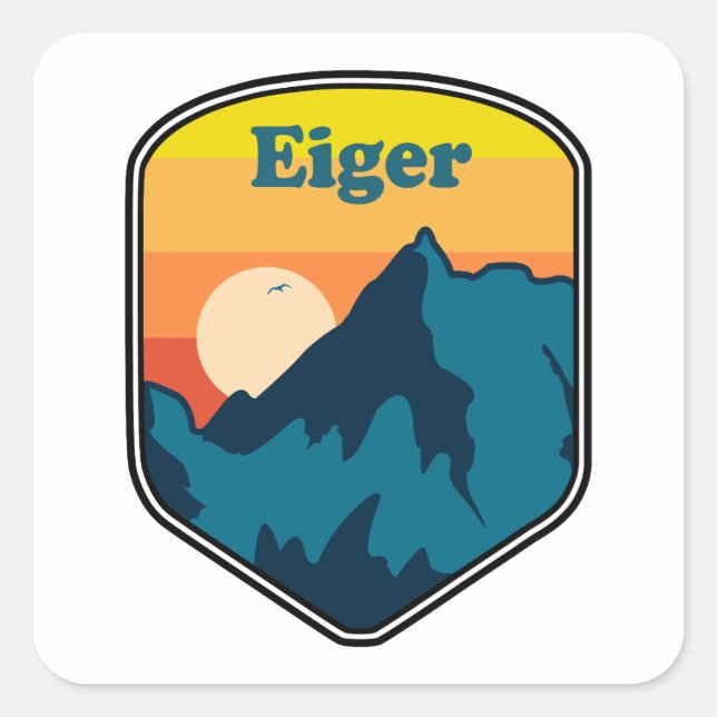 Eiger Sunrise Square Sticker (Front)