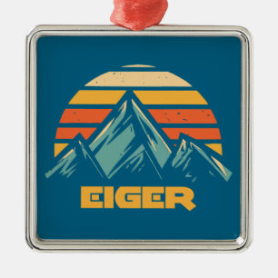 Eiger Switzerland Retro Turquoise Metal Tree Decoration