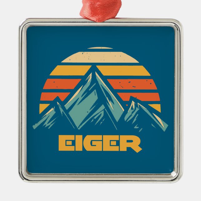Eiger Switzerland Retro Turquoise Metal Tree Decoration (Front)