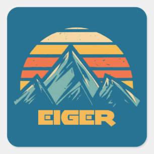 Eiger Switzerland Retro Turquoise Square Sticker
